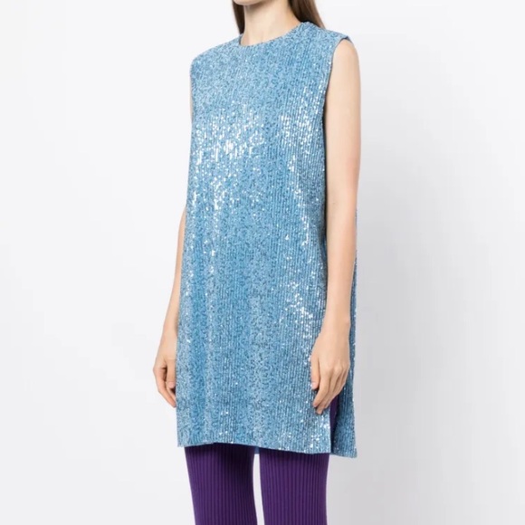 Stine Goya Isha sequin-embellished tunic top in blue size L